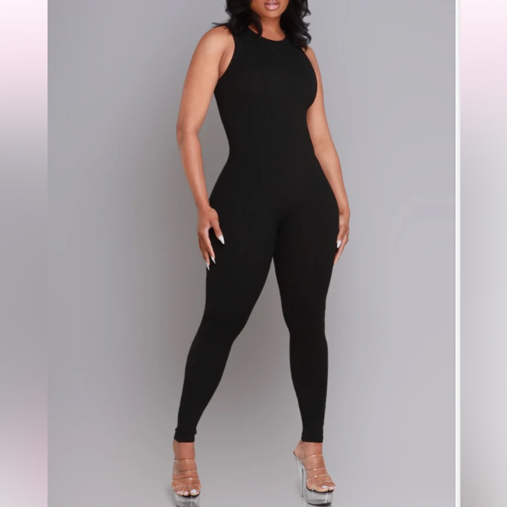 Swankaposh | Ribbed Snatched Sleeveless Jumpsuit